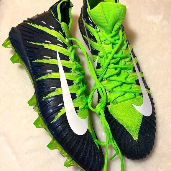 NIKE ALPHA MENACE PRO GREEN/NAVY CLEATS 15 NEW - Picture 2 of 9